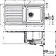 Edelstahlspüle von Hansgrohe mit einer Abtropffläche, detaillierte technische Zeichnung mit Maßen und Installationshinweisen.